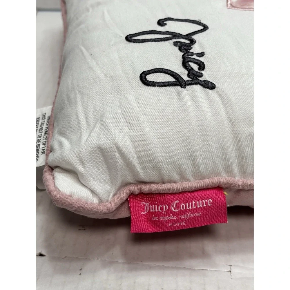 Juicy Couture Crown Throw Pillow Pink White‎ Decorative Cushion 15x15